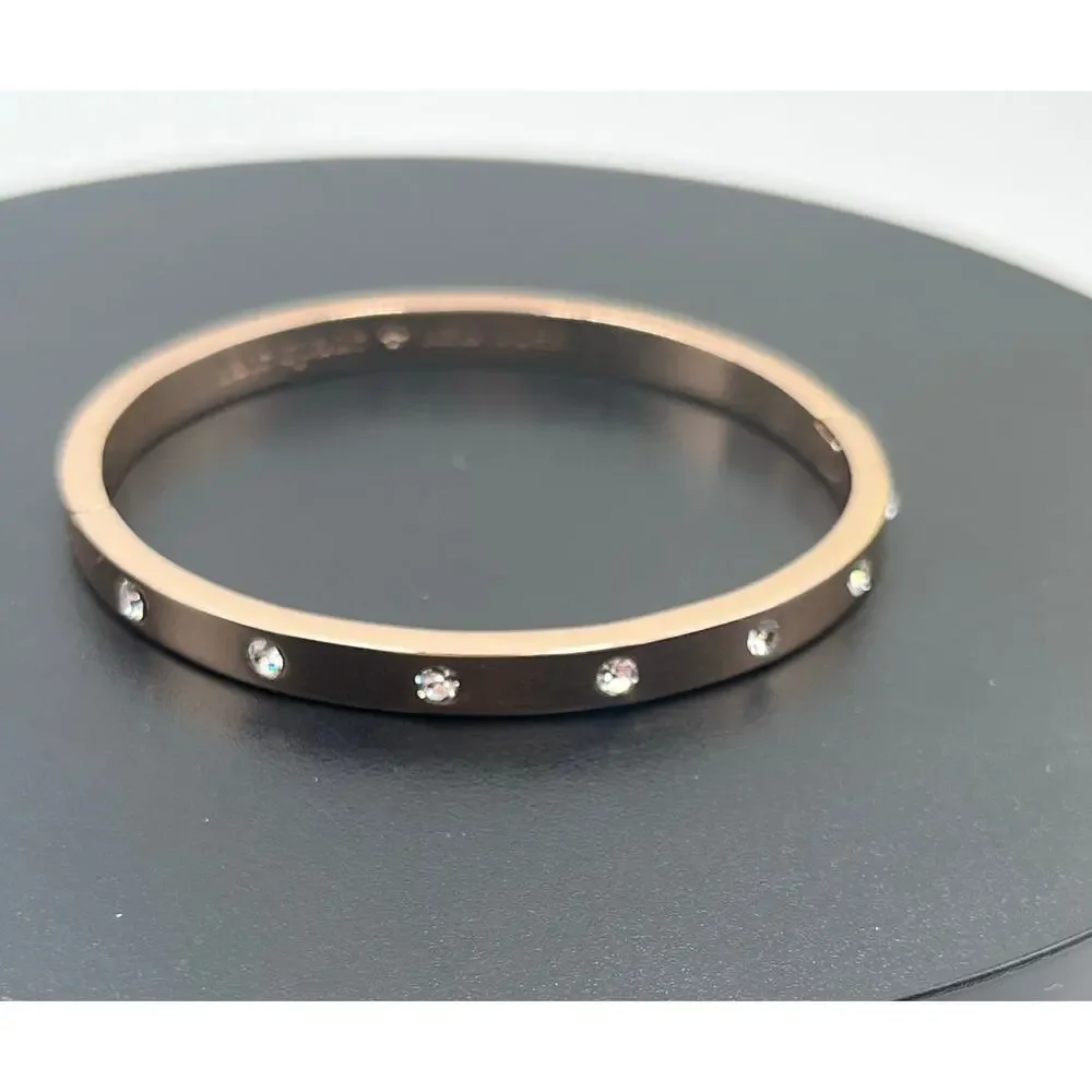 Kate‎ Spade NY Set in Stone Metal  Crystal Hinged Bangle Bracelet - Picture 2 of 14